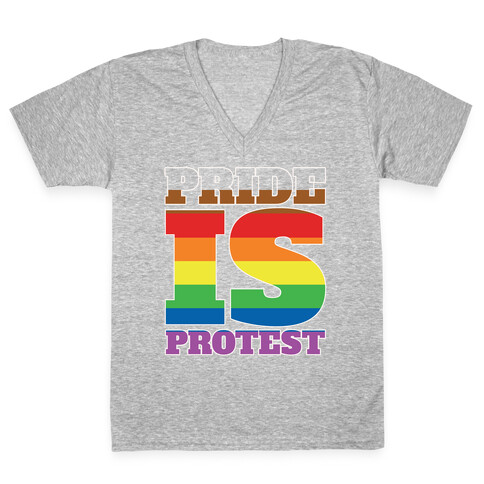 Pride Is Protest White Print V-Neck Tee Shirt