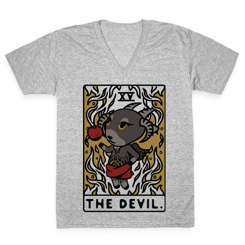 The Devil Tarot Card Animal Crossing Parody V-Neck Tee Shirt