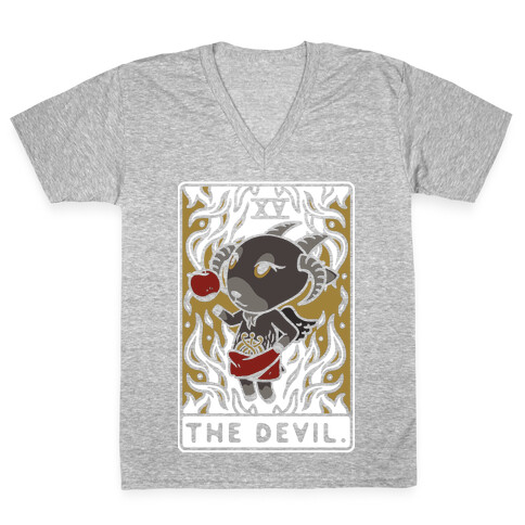 The Devil Tarot Card Animal Crossing Parody V-Neck Tee Shirt