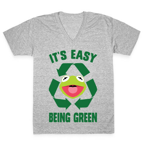It's Easy Being Green Recycling Kermit V-Neck Tee Shirt