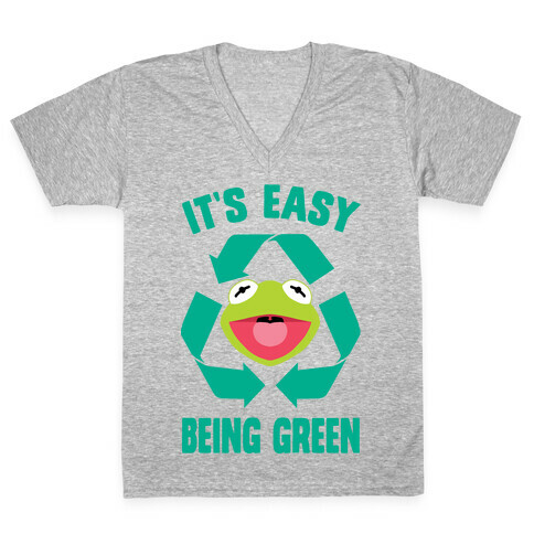 It's Easy Being Green Recycling Kermit V-Neck Tee Shirt