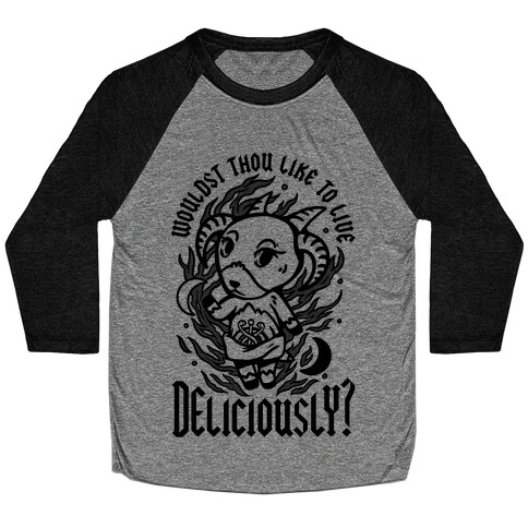 Wouldst Thou Like to Live Deliciously Animal Crossing Parody Baseball Tee