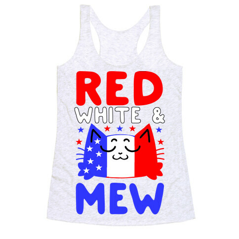 Red, White, And Mew Racerback Tank Top