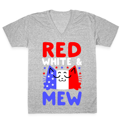 Red, White, And Mew V-Neck Tee Shirt