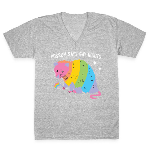 Possum Says Gay Rights V-Neck Tee Shirt