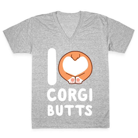 I Heart Corgi Butts V-Neck Tee Shirt