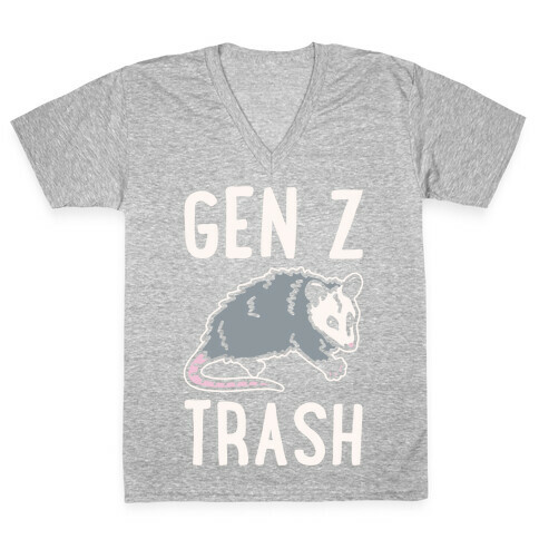 Gen Z Trash White Print V-Neck Tee Shirt