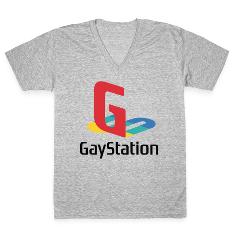 Gay Station  V-Neck Tee Shirt