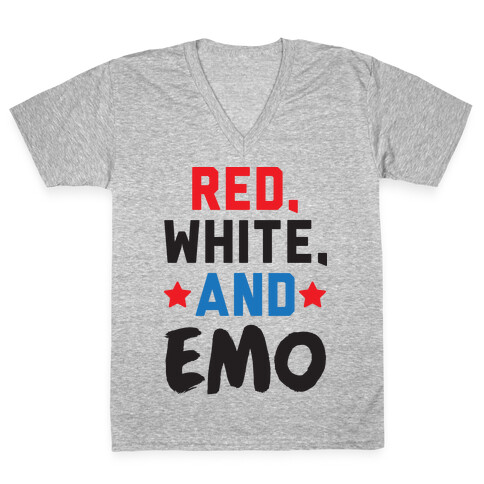 Red, White, And Emo V-Neck Tee Shirt