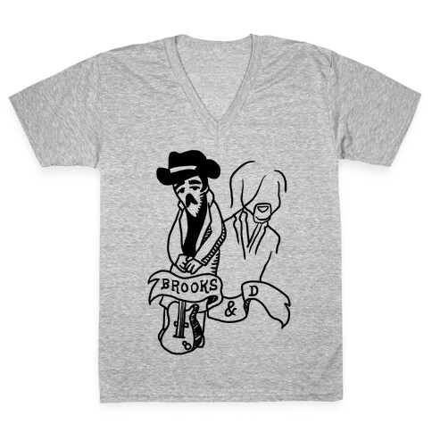 Half Finished Brooks and Dun Tattoo Parody V-Neck Tee Shirt