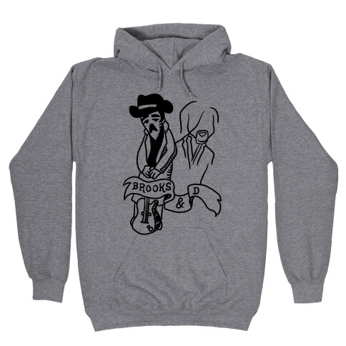 Half Finished Brooks and Dun Tattoo Parody Hooded Sweatshirt