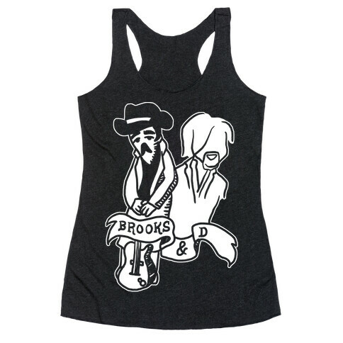 Half Finished Brooks and Dun Tattoo Parody Racerback Tank Top