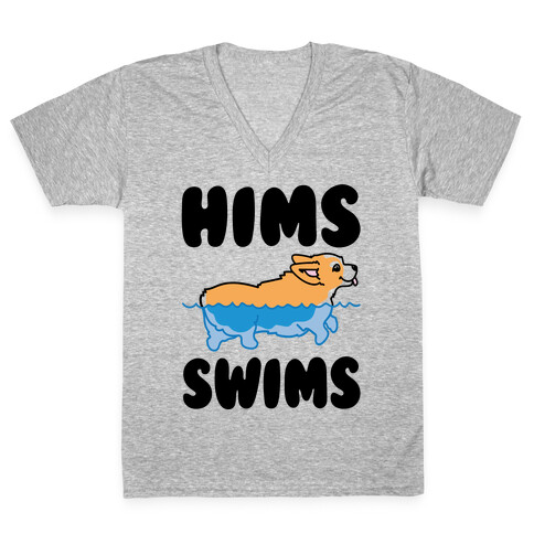 Hims Swims Corgi V-Neck Tee Shirt