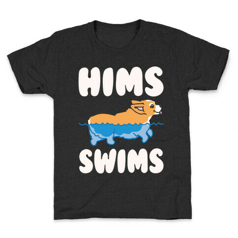Hims Swims Corgi White Print Kids T-Shirt
