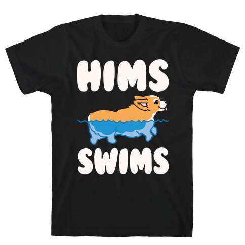 Hims Swims Corgi White Print T-Shirt