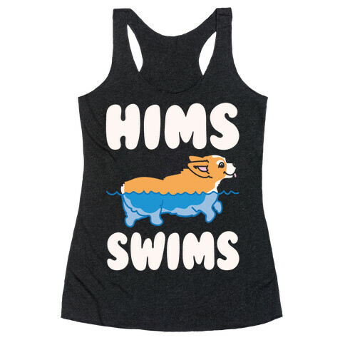 Hims Swims Corgi White Print Racerback Tank Top