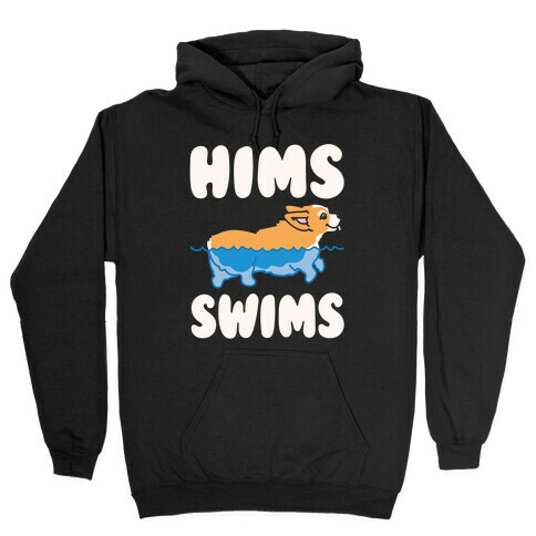 Hims Swims Corgi White Print Hooded Sweatshirt