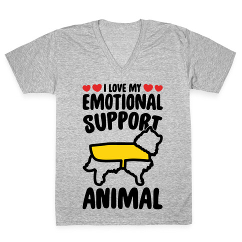 I Love My Emotional Support Animal V-Neck Tee Shirt