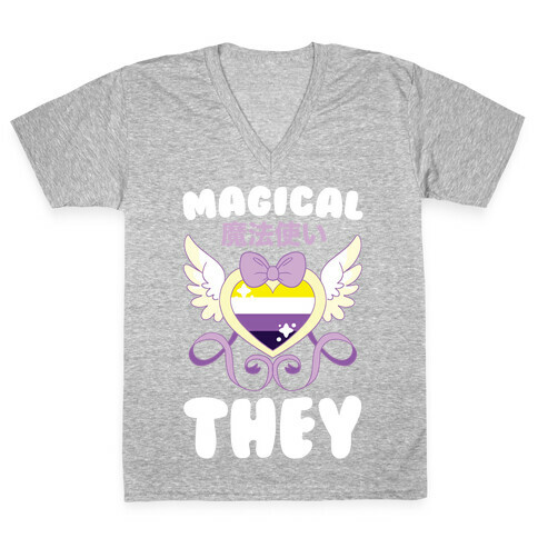 Magical They - Non-binary Pride V-Neck Tee Shirt