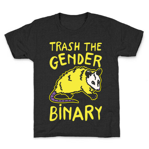 Trash The Gender Binary Possum White Print Kids T-Shirt