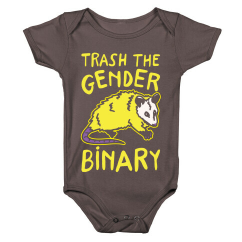 Trash The Gender Binary Possum White Print Baby One-Piece