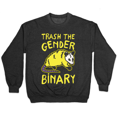 Trash The Gender Binary Possum White Print Pullover