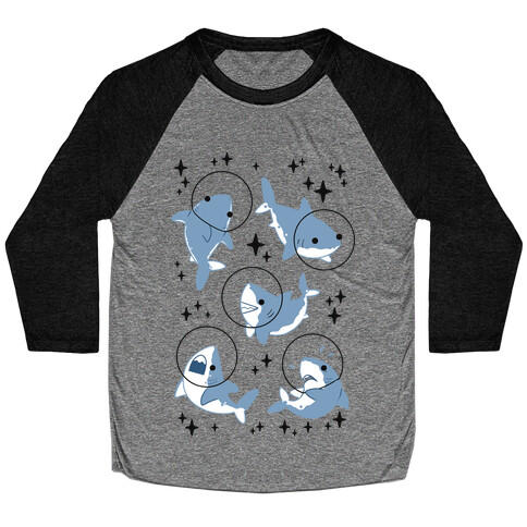 Space Shark Pattern Baseball Tee