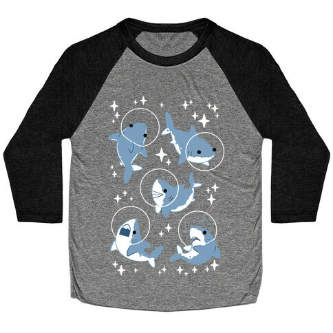 Space Shark Pattern Baseball Tee