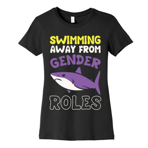 Swimming Away From Gender Roles White Print Womens T-Shirt