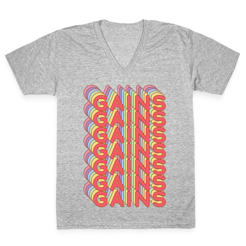 Gains Retro Rainbow V-Neck Tee Shirt