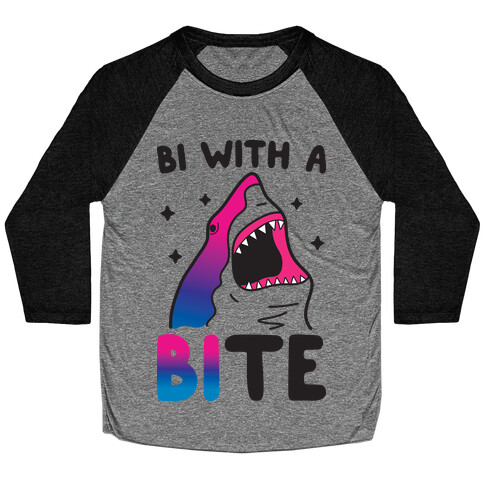 Bi With A Bite Bisexual Shark Baseball Tee