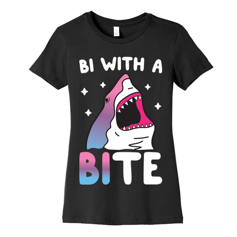 Bi With A Bite Bisexual Shark Womens T-Shirt