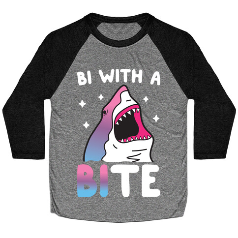 Bi With A Bite Bisexual Shark Baseball Tee
