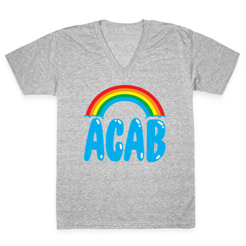 ACAB White Print V-Neck Tee Shirt