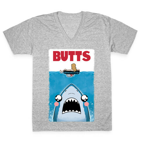 BUTTS Jaws Parody V-Neck Tee Shirt