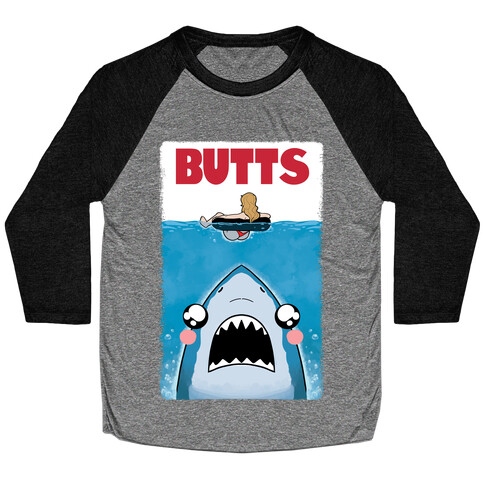 BUTTS Jaws Parody Baseball Tee