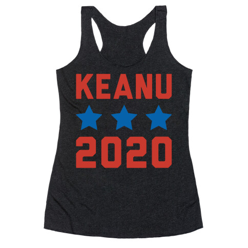 Keanu 2020 White Print Racerback Tank Top