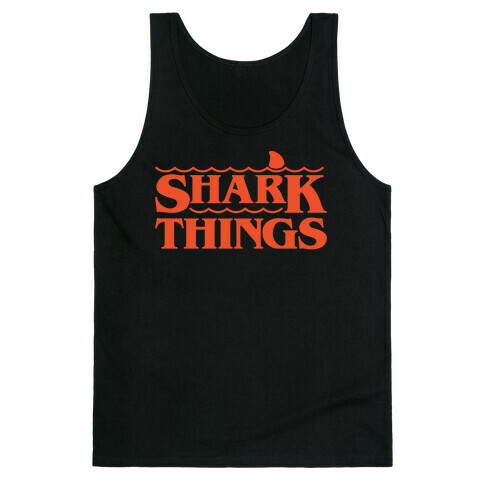 Shark Things Parody White Print Tank Top