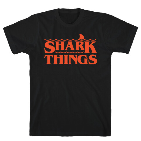 Shark Things Parody White Print T-Shirt