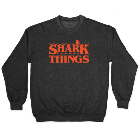 Shark Things Parody White Print Pullover