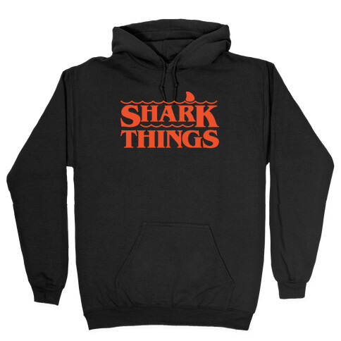 Shark Things Parody White Print Hooded Sweatshirt