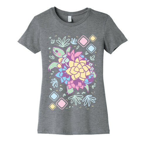 Pastel Succulent Turtle Womens T-Shirt