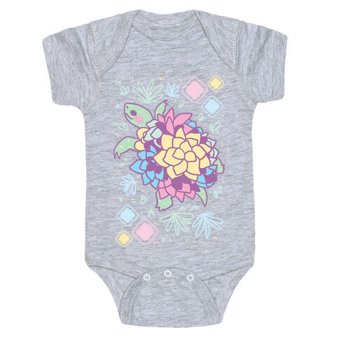 Pastel Succulent Turtle Baby One-Piece