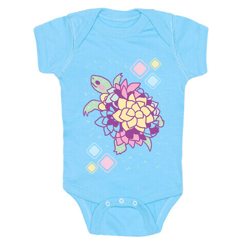 Pastel Succulent Turtle Baby One-Piece