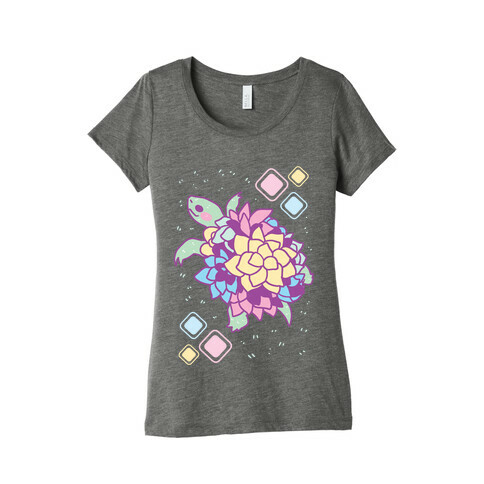 Pastel Succulent Turtle Womens T-Shirt