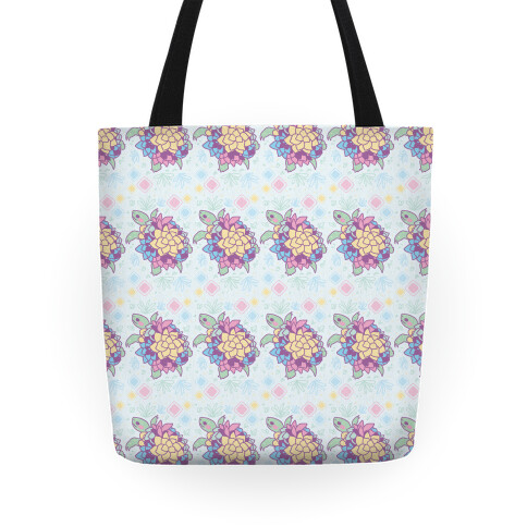 Pastel Succulent Turtle Tote