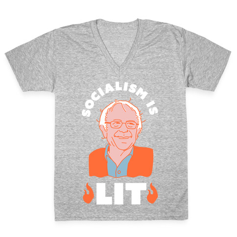 Socialism is LIT Bernie Sanders V-Neck Tee Shirt