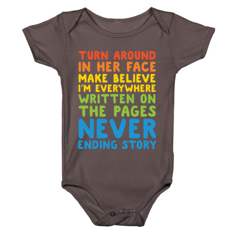 The Never Ending Story Lyric Pairs Shirts White Print Baby One-Piece