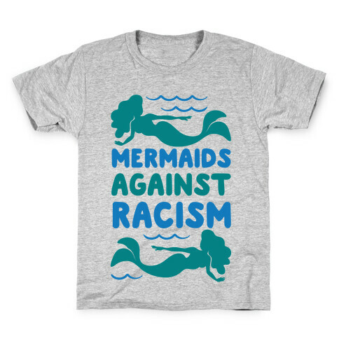 Mermaids Against Racism White Print Kids T-Shirt