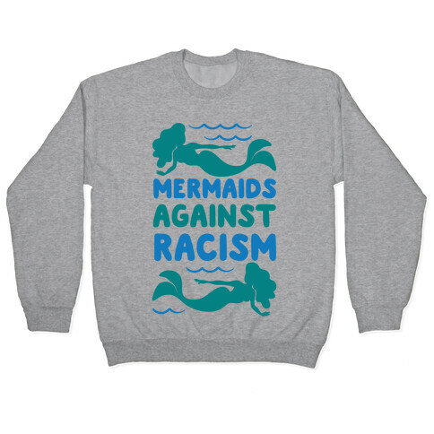 Mermaids Against Racism White Print Pullover